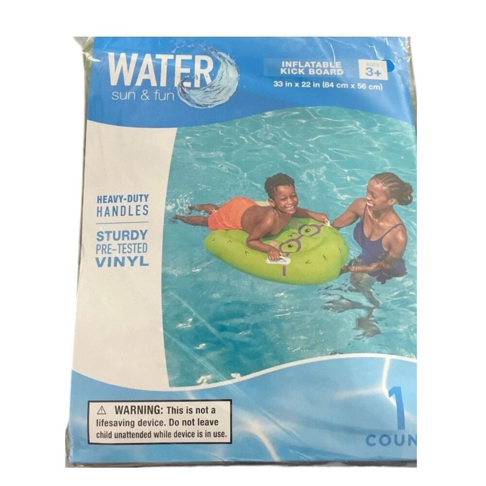 Water Sun & Fun Green Frog Inflatable Kick Board 33"×22" Ages 3+